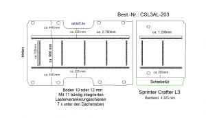 Sprinter Crafter Boden mit Lastenverankerungs- Schienen L3 203