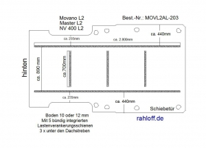 Movano Master Boden mit 5 Ladungssicherungs-Schienen (L2 T203)