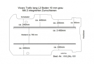 Trafic Vivaro Boden mit 2 Ladungssicherungs-Schienen L2 alt T101