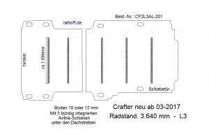 Crafter - MAN TGE Boden mit 5 Ladungssicherungs- Schienen quer L3 Typ 201