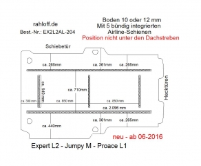 Expert L2, Proace L1, Jumpy M, Boden mit 5 Ladungssicherungs-Schienen L2 neu T204