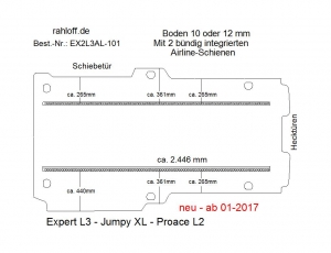 Expert L3, ProAce L2, Jumpy XL, Boden mit 2 Ladungssicherungs-Schienen L3 neu T101