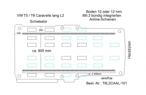 T5 / T6 Caravelle Boden mit 2 Airline Schienen längs L2-T101