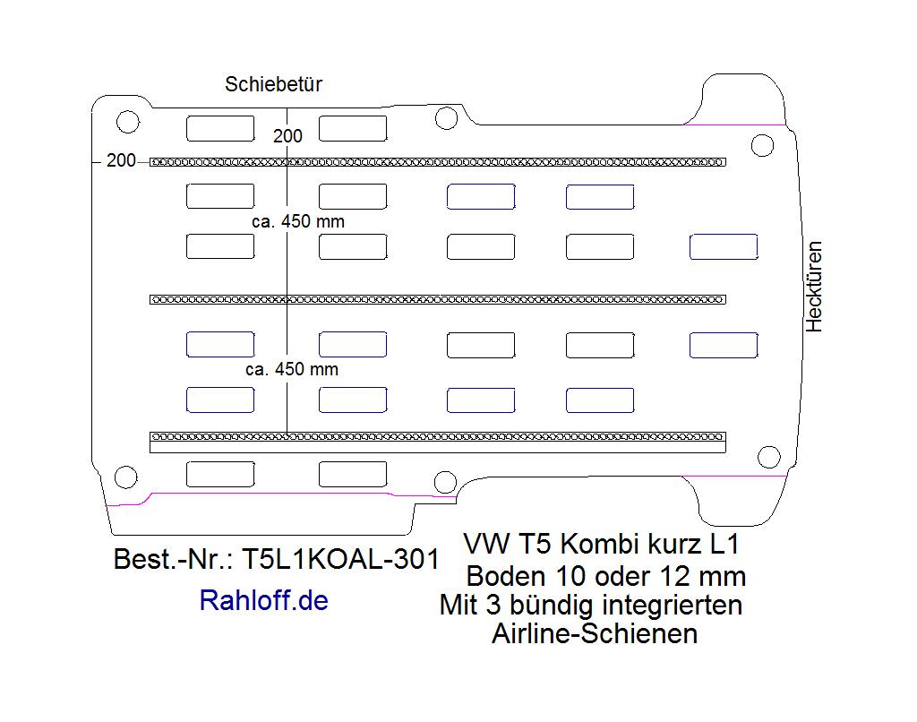 T5 T6 Kombi Boden mit integrierten Airlineschienen