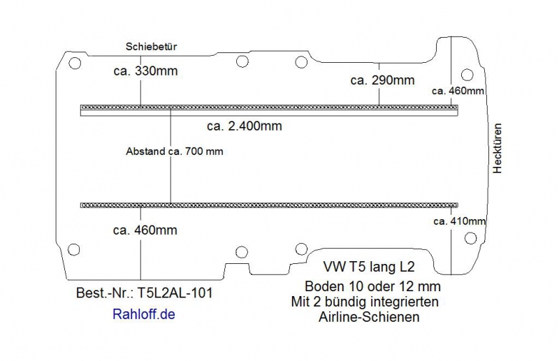 T5 - T6 Boden mit 2 Airline Schienen längs (L2 - T101)