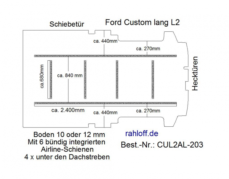 Custom Boden 6 Ladungssicherungs-Schienen L2 T203