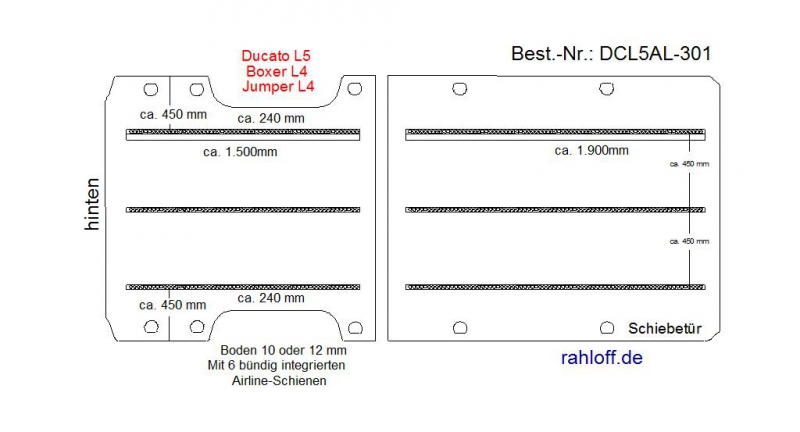 Fiat Ducato L5 Boden Ladungssicherungs - Schienen 3x