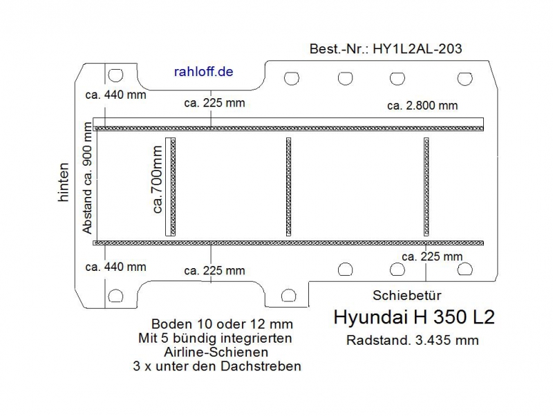 Hyundai H 350 Boden mit 5 Ladungssicherungs- Schienen L2-203
