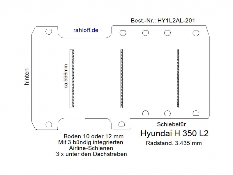 Hyundai H 350 Boden mit 3 Ladungssicherungs- Schienen L2-201