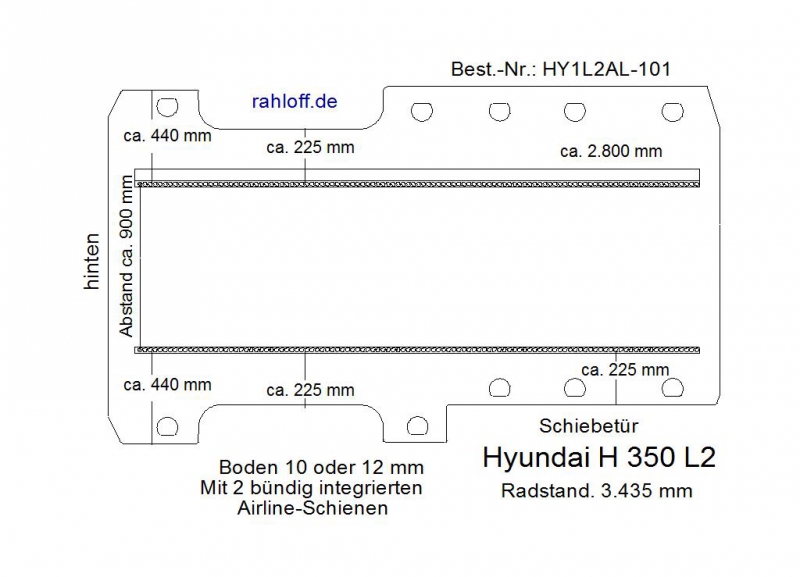 Hyundai H 350 Boden mit 2 Ladungssicherungs- Schienen L2-101