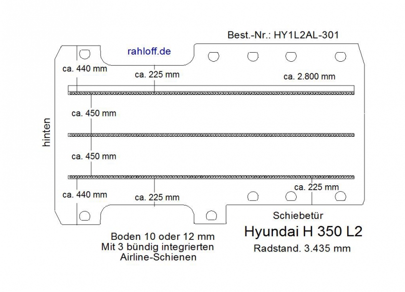 Hyundai H 350 Boden mit 3 Ladungssicherungs- Schienen L2-301