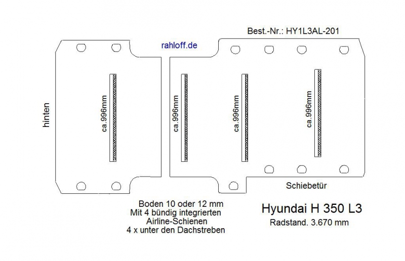 Hyundai H 350 Boden mit 4 Ladungssicherungs- Schienen L3-201