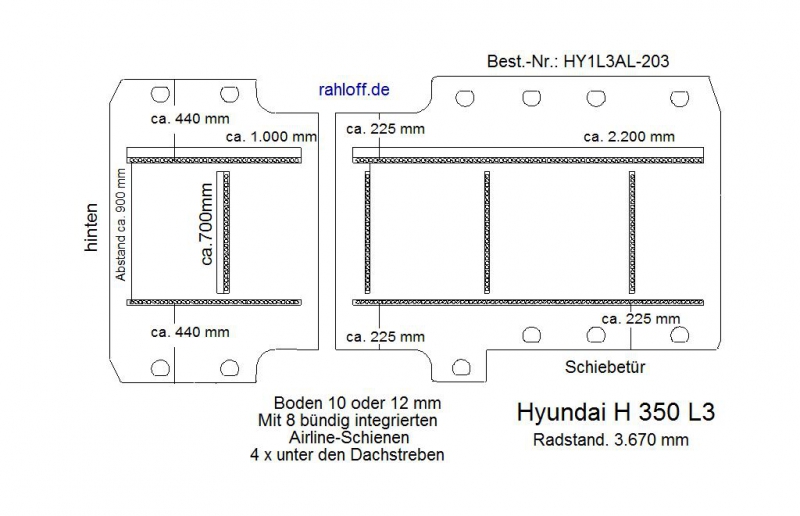 Hyundai H 350 Boden mit 8 Ladungssicherungs- Schienen L3-203