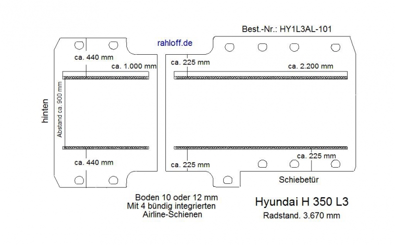 Hyundai H 350 Boden mit 4 Ladungssicherungs- Schienen L3-101
