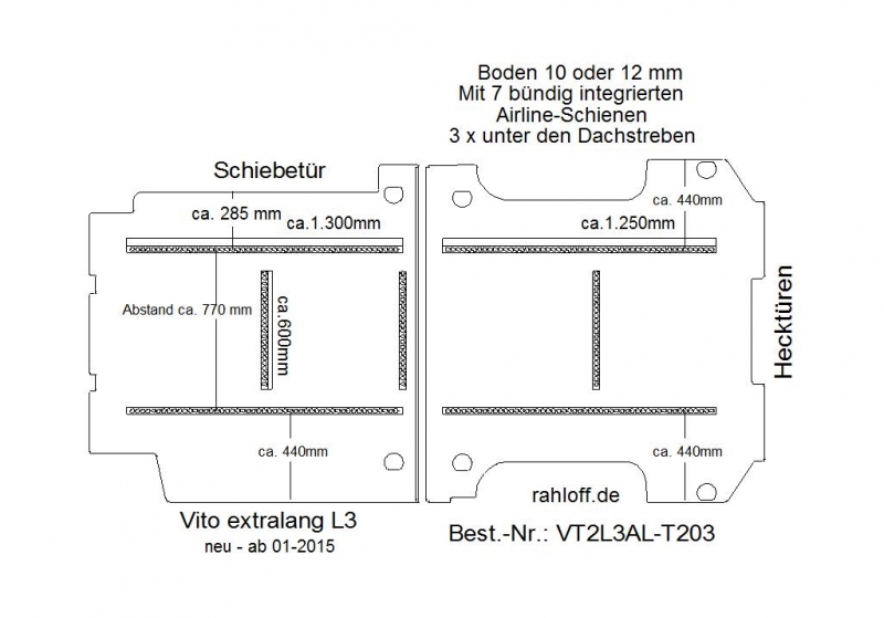 Vito Boden 7 Airline Schienen längs + quer (L3 neu T203)