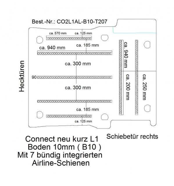 Connect Boden mit 7 Airline Schienen längs + quer (L1 - 207)