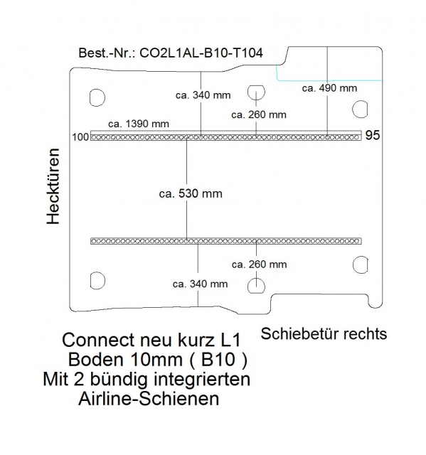 Connect Boden mit 2 Airline Schienen längs (L1 - 104)