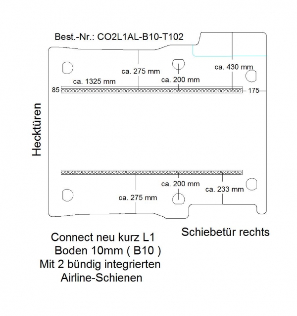 Connect Boden mit 2 Airline Schienen längs (L1 - 102)