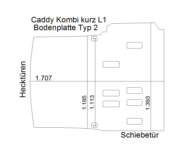 Caddy Kombi Boden 9 bis 12 mm Sperrholz L1 - Typ 2