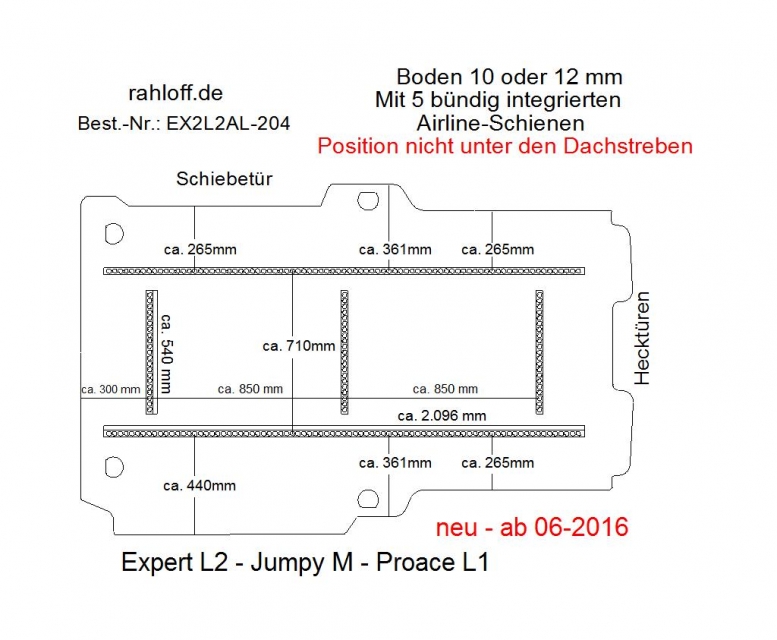 Citroen Jumpy M Boden mit 5 Ladungssicherungs-Schienen L2 neu T204